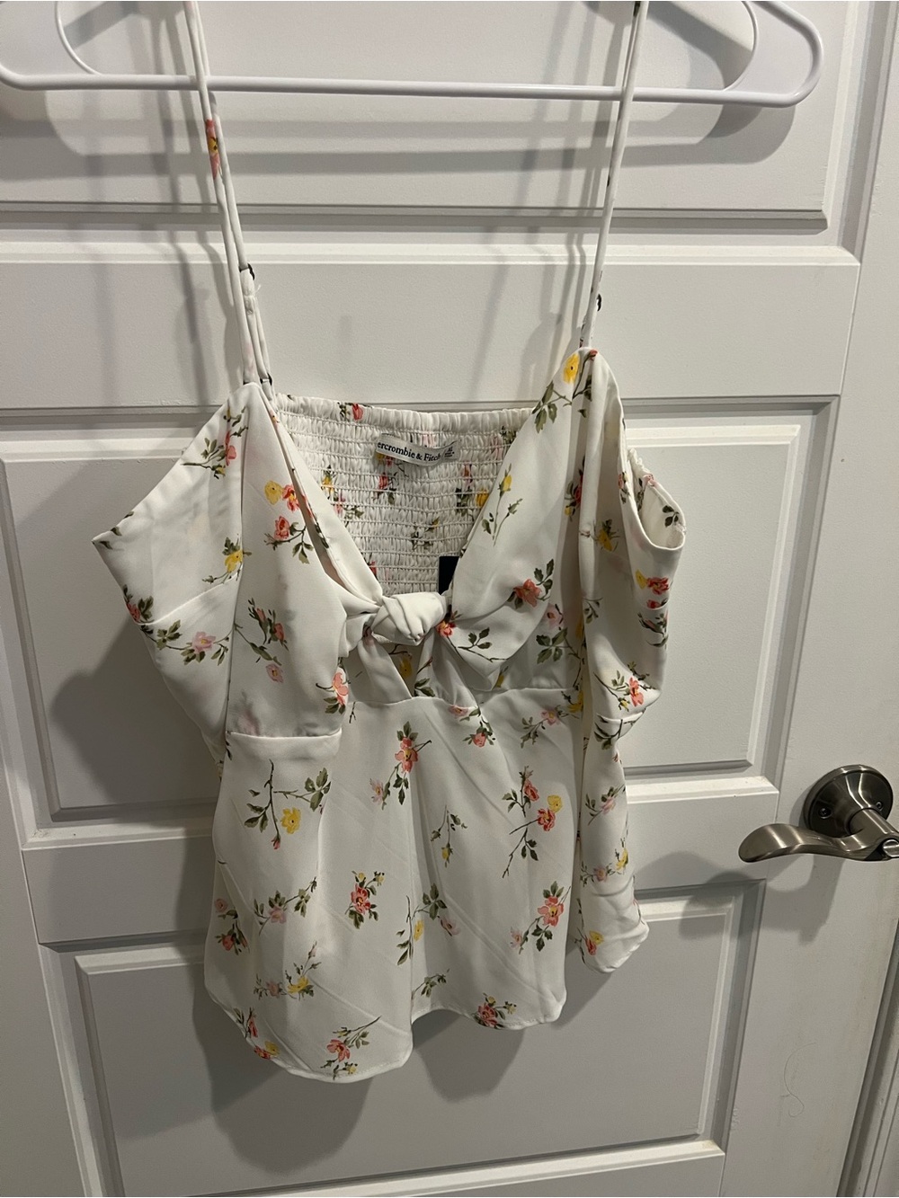 Abercrombie & Fitch White Floral Tie-Front Camisole with Pink & Yellow Blossoms